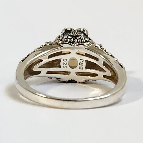 VTG 4.31g 925 Natural Ethiopian Welo Fire Opal W/ Marcasite Ring Sz 6 - Picture 10 of 15